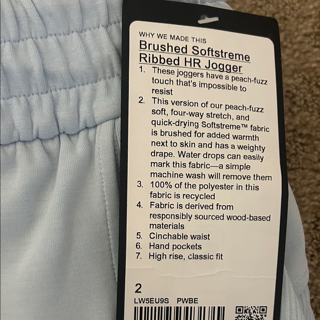 Lululemon Athletica Light Blue Ribbed Hr Jogger